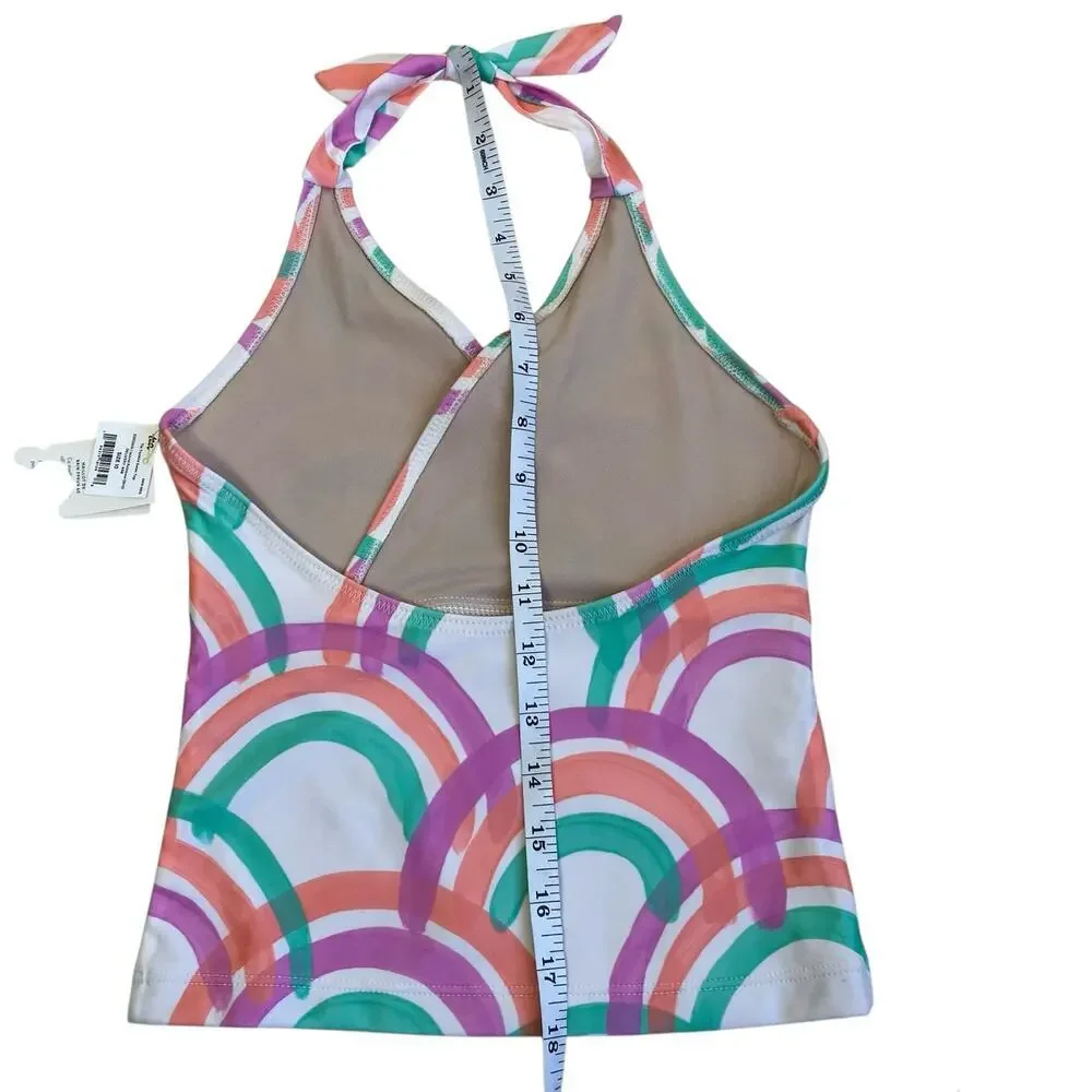 Tea Collection Sz 10 Tie Tankini Swim Top in Island Rainbow NWT